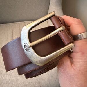 Dickies Brown Leather Belt with Silver Buckle